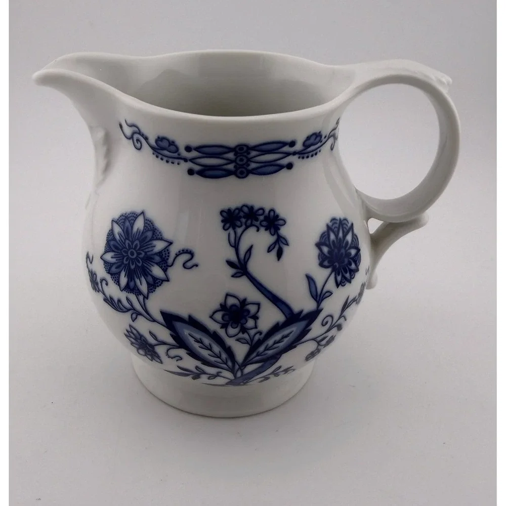 Jellmann Weiden Bavaria W Germany Rose Pattern Creamer Pitcher Blue White